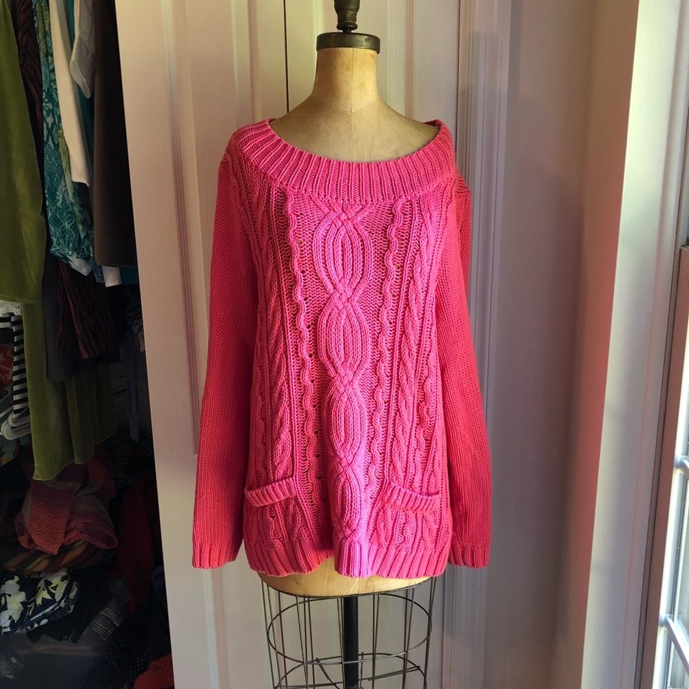 Chico’s Pink Cable Knit Sweater